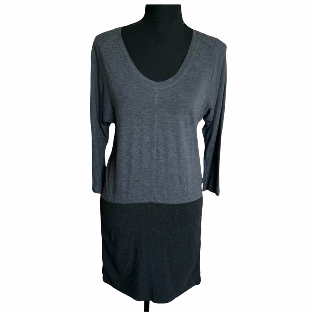 Theory Grey and Black Long Sleeve Dress, S